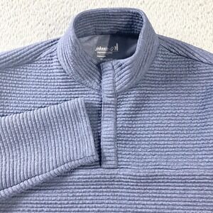 Johnnie-O Pullover Mens Medium Blue Snap Mock Neck Textured Performance Stretch